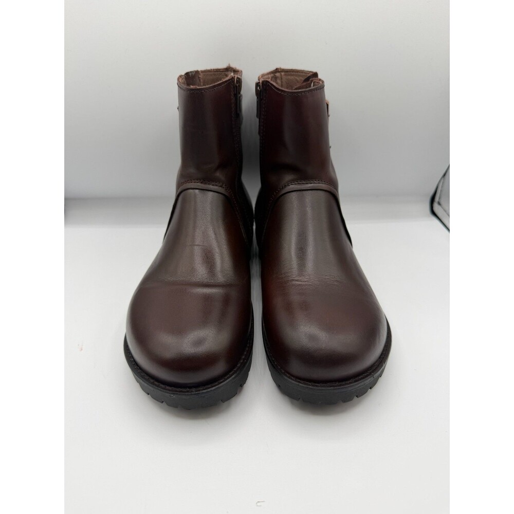 Birkenstock Stowe Women Espresso Brown Leather  Moto Boots SIZE  7.5 /EU 39